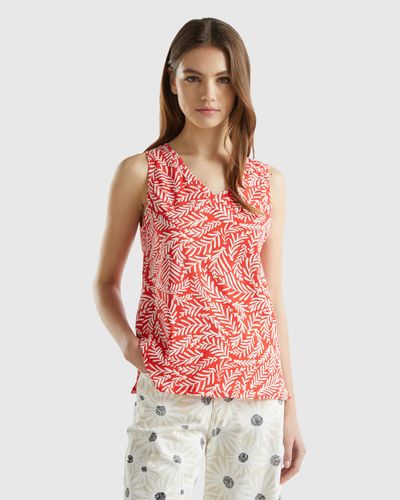 Benetton Tank Top With Tropical Print - Red