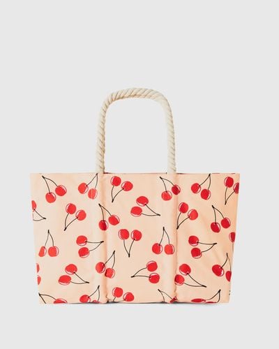 Benetton Light Pink Bag With Cherry Pattern - Red