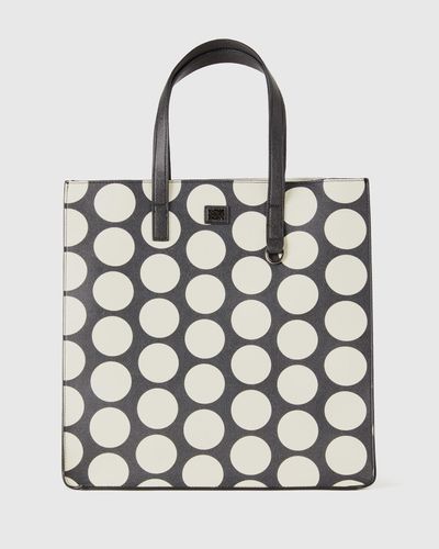 Benetton Black Shopping Bag With White Polka Dots