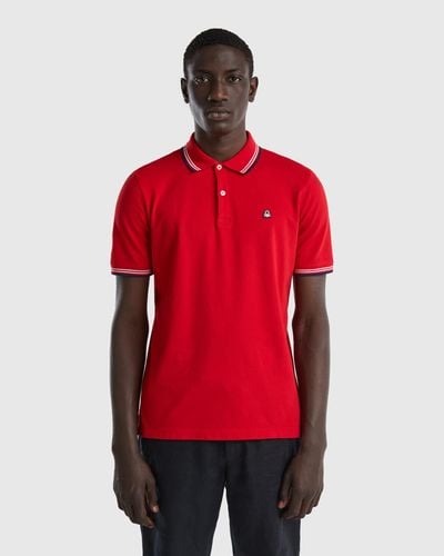 Benetton Short Sleeve Stretch Cotton Polo - Red