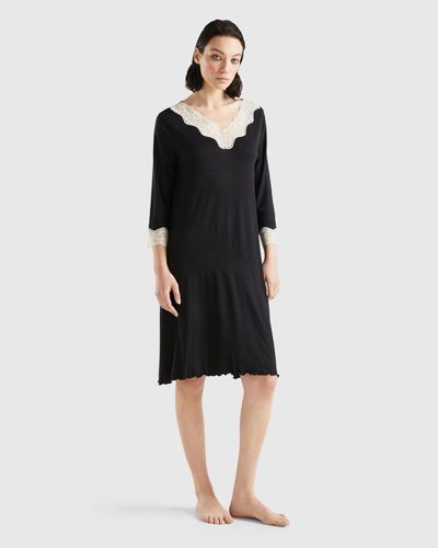Benetton Nightshirt With Lace Details - Black