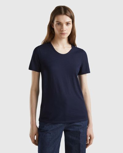 Benetton Short Sleeve T-shirt Lightweight Cotton - Blue