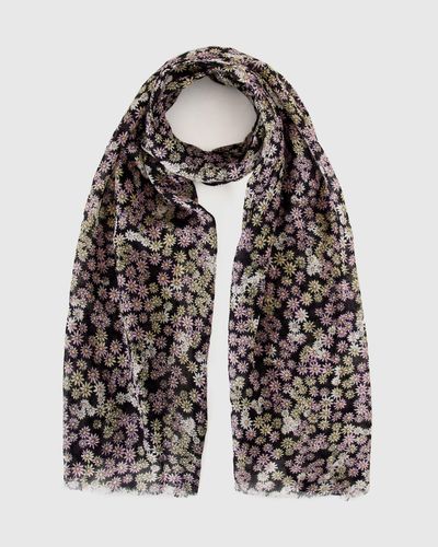 Benetton Scarf In Linen And Cotton Blend - Black