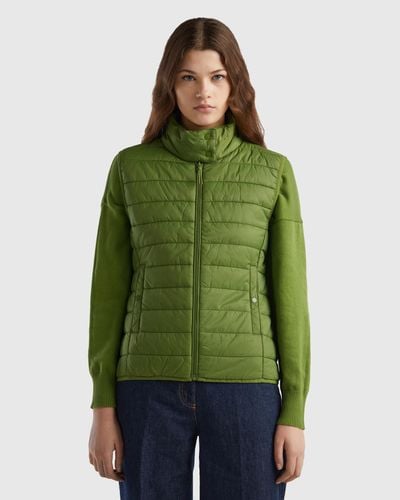 Benetton Sleeveless Puffer Jacket With Recycled Wadding - Green