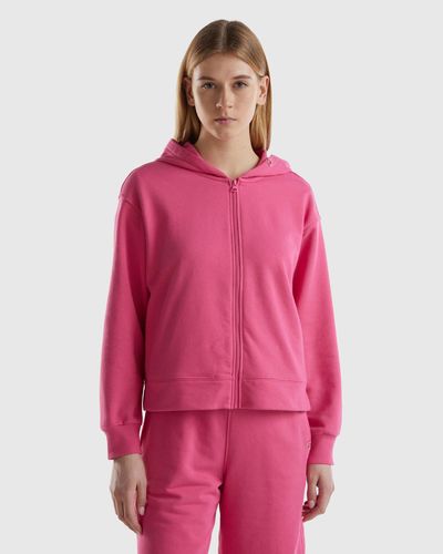 Benetton Kapuzen-sweater Mit Reißverschluss - Pink