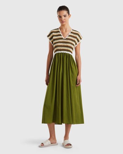 Benetton Kleid Mit Mieder In Crochet - Grün