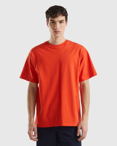 Benetton Oversized T-shirt In Organic Cotton - Red
