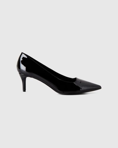 Benetton Black Court Shoes With Patent Heels