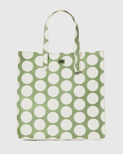 Benetton Green Shopping Bag With White Polka Dots