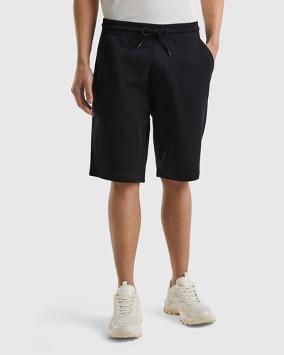 Benetton Bermuda In Felpa 100% Cotone - Nero