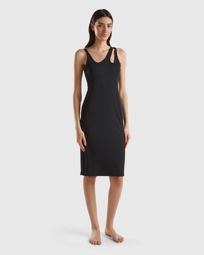 Benetton Form-fitting Cut Out Dress - Black