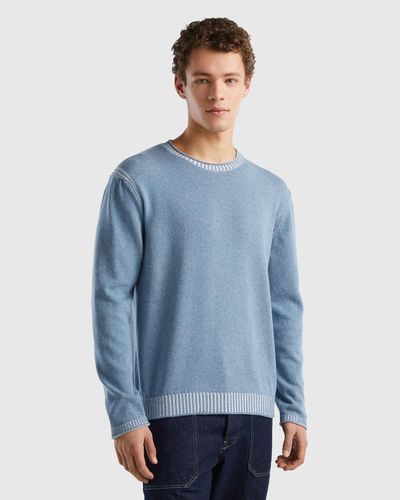 Benetton Jumper In Recycled Cotton Blend - Blue