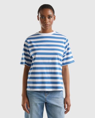 Benetton Striped Comfort Fit T-shirt - Blue