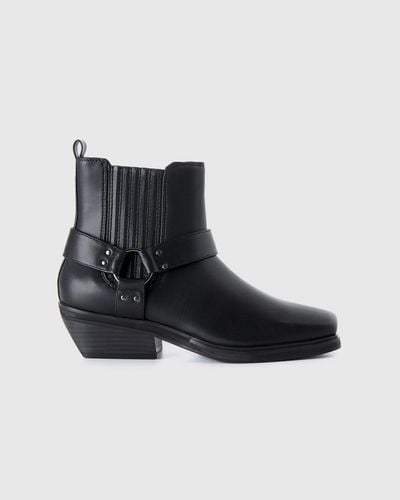 Benetton Ankle Boots In Imitation Leather - Black