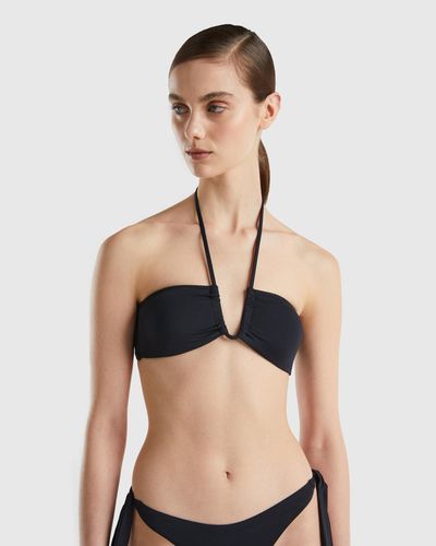 Benetton Sujetador De Bikini Bandeau De Econyl® Acolchado - Negro