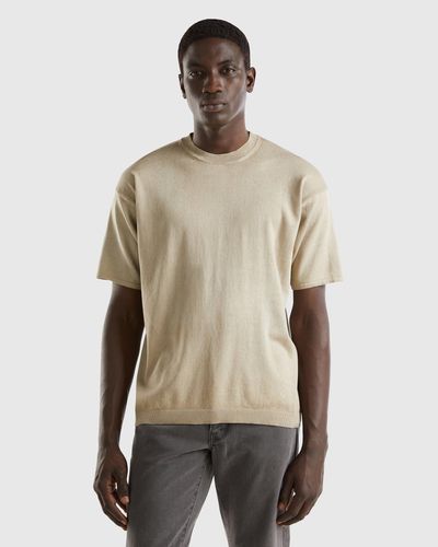 Benetton T-shirt Oversize En Maille - Noir