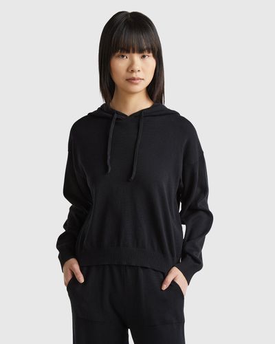 Benetton Jersey Con Capucha Y Cordón - Negro