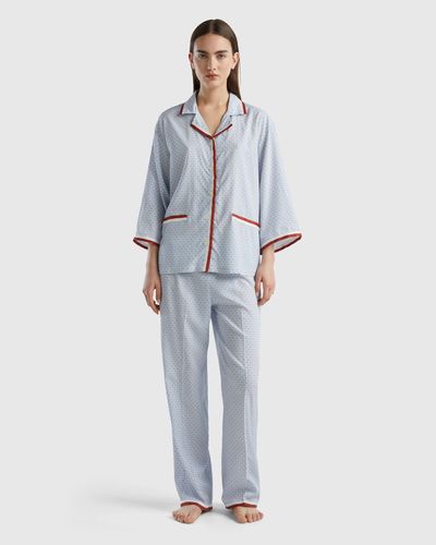 Benetton Pyjama À Monogram En Viscose Durable - Noir