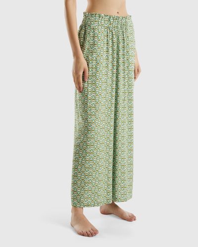 Benetton Trousers With Floral Print - Green