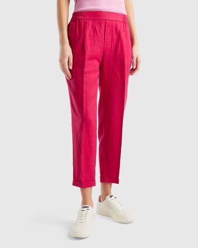 Benetton Cropped-hose Aus 100% Leinen - Rot