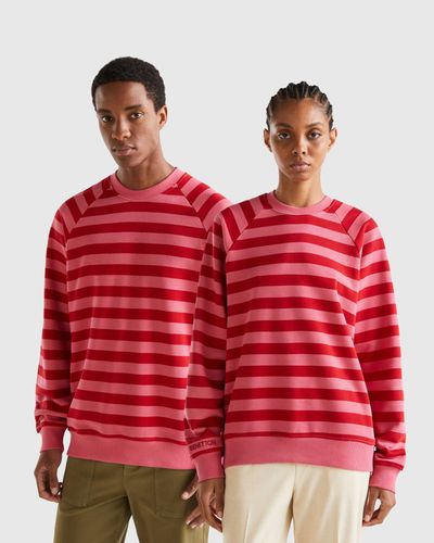 Benetton Pink And Red Striped Sweatshirt