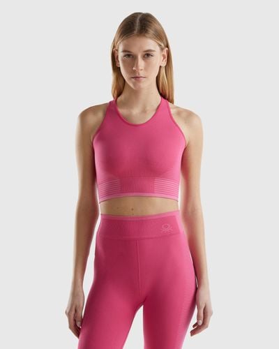 Benetton Nahtloses Sportliches Cropped Top - Rot