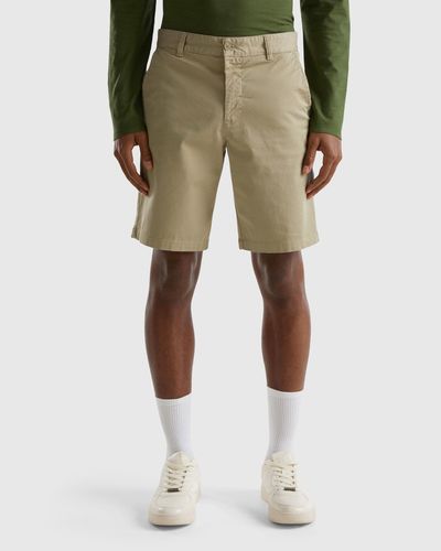 Benetton Bermudas Chinos De Algodón Elástico - Negro