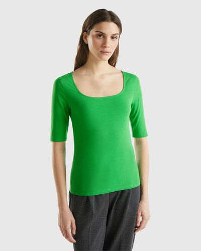 Benetton Fitted Stretch Cotton T-shirt - Green
