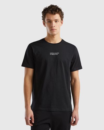Benetton Camiseta Con Estampado De Logotipo - Negro