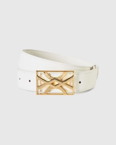 Benetton White Belt With Logoed Buckle - Black