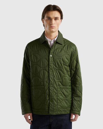 Benetton Quilted Jacket With Collar - Green