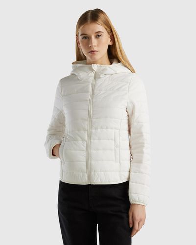 Benetton Puffer Jacket With Recycled Wadding - White