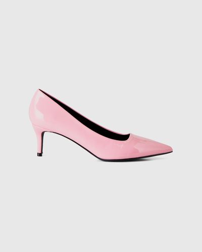 Benetton Pink Court Shoes With Patent Leather Heels - Black