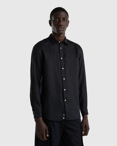 Benetton Shirt In Pure Linen - Black
