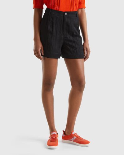 Benetton Bermudas En Mezcla De Viscosa Sostenible - Negro