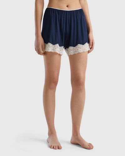Benetton Flowy Shorts With Lace - Black