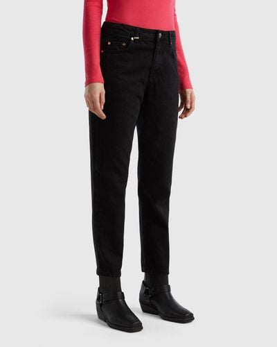 Benetton Cropped High-waisted Jeans - Black