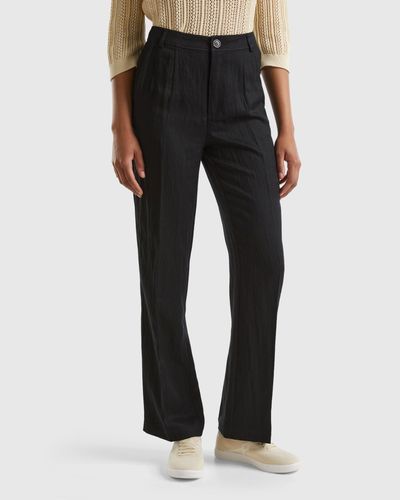 Benetton Trousers In Sustainable Viscose Blend - Black