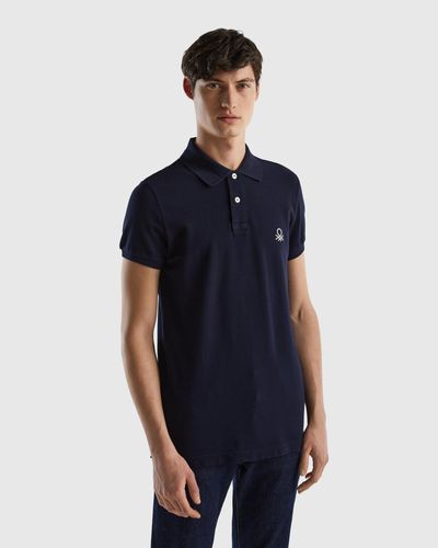 Benetton Dark Blue Slim Fit Polo - Black