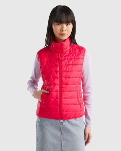 Benetton Sleeveless Puffer Jacket With Recycled Wadding - Red