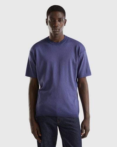 Benetton T-shirt Oversize En Maille - Bleu