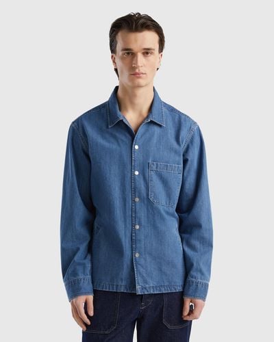 Benetton Overshirt Di Jeans - Blu