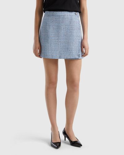 Benetton Mini Skirt In Tweed - Black