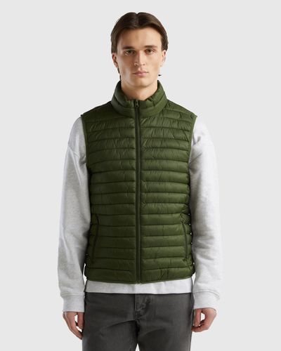 Benetton Sleeveless Puffer Jacket With Recycled Wadding - Green