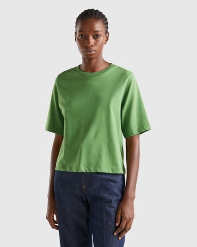 Benetton Camiseta Boxy Fit De 100 % Algodón - Verde