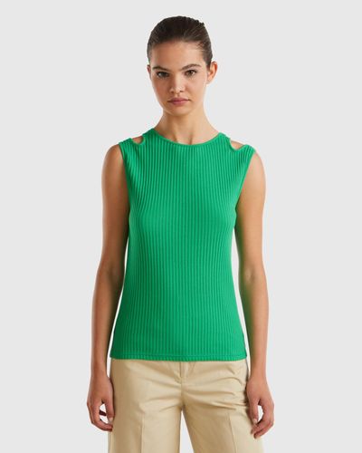 Benetton Slim Fit Cut Out Tank Top - Green