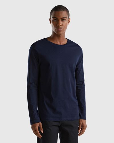 Benetton Long Sleeve Pure Cotton T-shirt - Blue