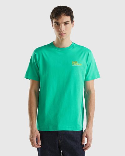 Benetton T-shirt With Print On Front And Back - Green