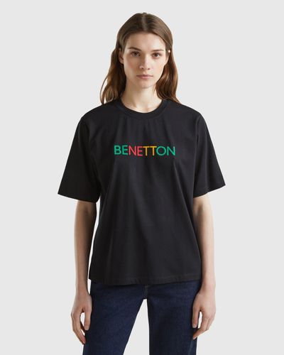 Benetton T-shirt With Logo Print - Black