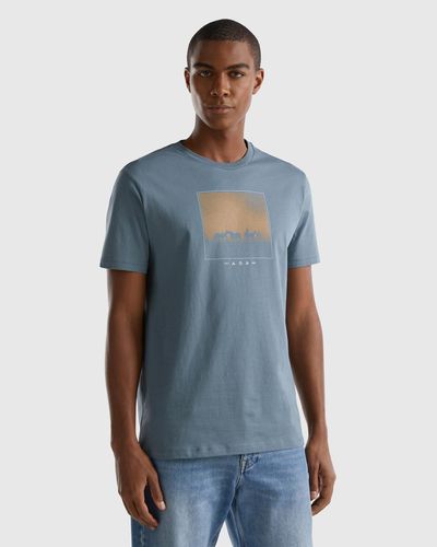 Benetton Relaxed Fit T-shirt With Print - Blue